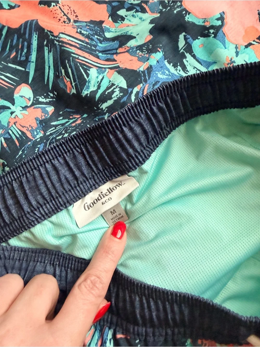 Goodfellow & Co Navy Floral Swim Shorts with Pink & Teal Print